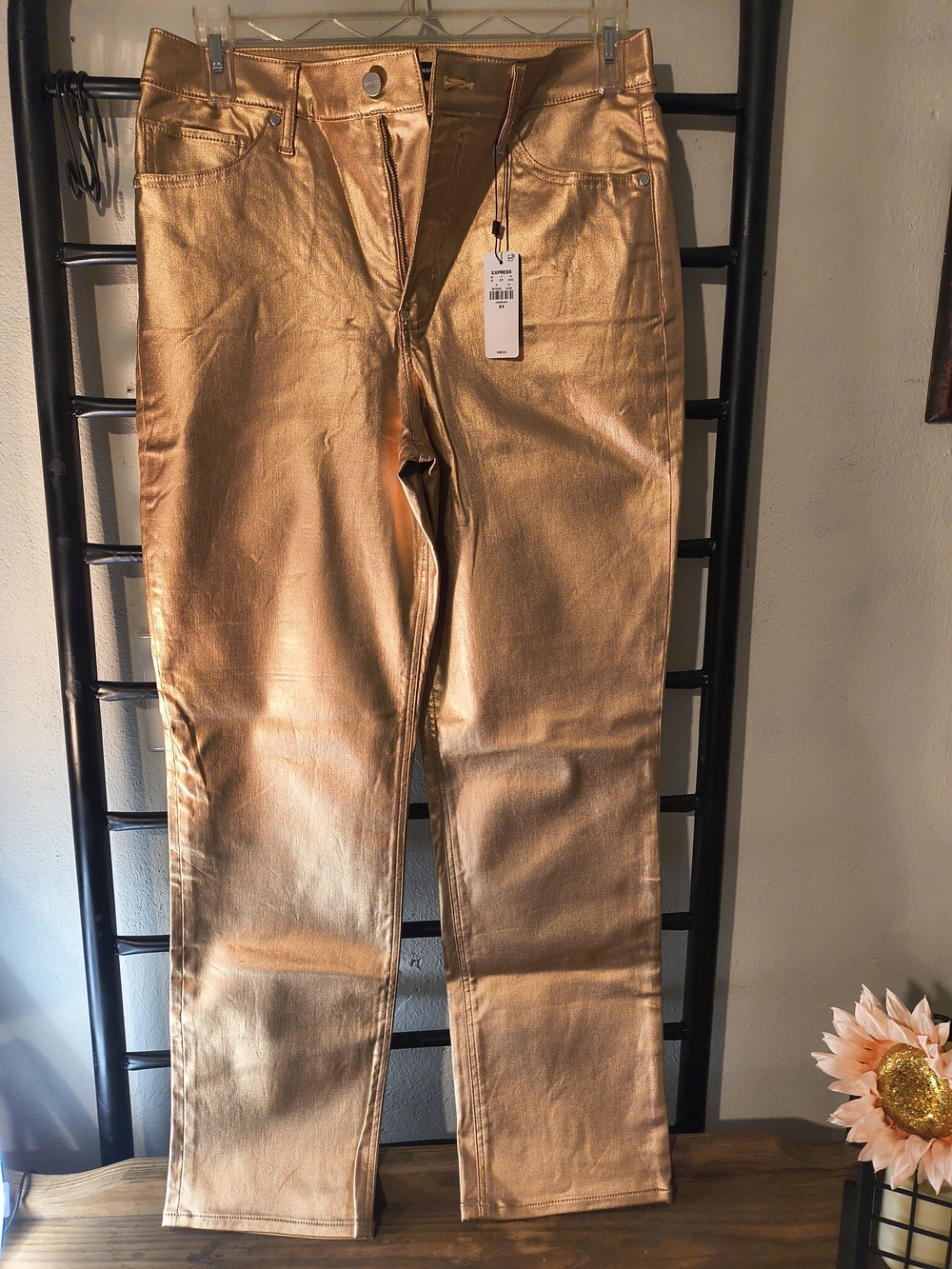 Women's Express Metallic Gold Trousers